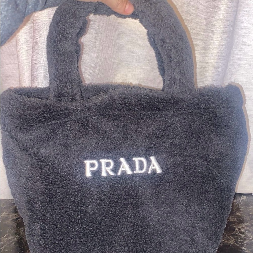 Prada Charcoal Shearling Tote
